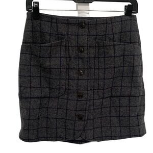 Madewell Wool Windowpane Button Down Mini Skirt